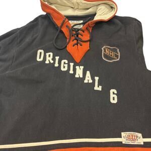 Old Time Hockey Original 6 NHL Hoodie Large Lace Up Patch Logo